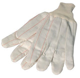 Cotton/Polyester Corded Double-Palm with Nap-In Finish Gloves, Knit Wrist, Natural, Large 101-1060