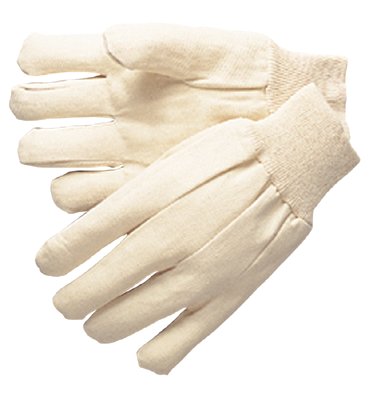 Premium Grade Cotton Canvas Single-Palm Gloves, Knit Wrist, Natural, Large 101-1110
