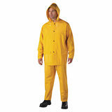 3-Pc Rainsuit, Jacket/Hood/Overalls, 0.35 mm, PVC Over Polyester, Yellow, X-Large 101-9000-XL