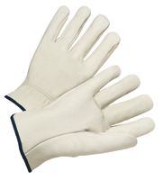 Quality Grain Cowhide Leather Driver Gloves, Small, Unlined, Natural, Shirred Elastic Back 101-4000S