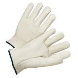 Quality Grain Cowhide Leather Driver Gloves, X-Large, Unlined, Natural, Shirred Elastic Back 101-4000XL