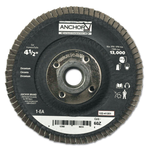 Abrasive Flap Discs, 4 1/2 in, 80 Grit, 7/8 in Arbor, 13,000 rpm 102-41346