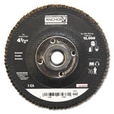 Abrasive High Density Flap Discs, 4-1/2 in Dia, 60 Grit, 5/8 in - 11 Arbor, 12,000 rpm 102-40378