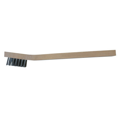 Inspection Brush, 3 x 7 Rows, Stainless Steel Bristles, Curved Wood Handle 102-BW-190