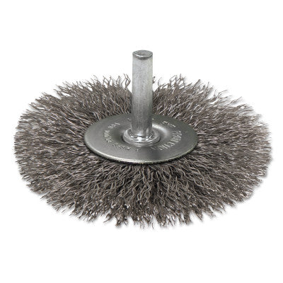 Crimped Wire Wheel Brushes, 3 in D, 0.014 in Stainless Steel Wire 102-BW-9220