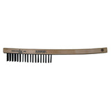 Hand Scratch Brush, 13 in, 4 X 18 Rows, Carbon Steel Bristles, Curved Wood Handle 102-385