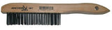 Hand Scratch Brush, 4 X 16 Rows, Carbon Steel Bristles, Shoe Wood Handle 102-387