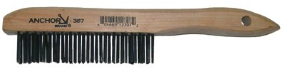 Hand Scratch Brush, 4 X 16 Rows, Carbon Steel Bristles, Shoe Wood Handle 102-387