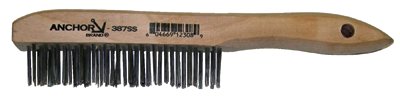 Hand Scratch Brush, 4 X 16 Rows, Stainless Steel Bristles, Shoe Wood Handle 102-387SS