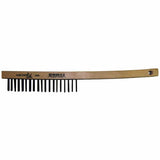 Hand Scratch Brush, 3 X 19 Rows, Carbon Steel Bristles, Curved Wood Handle 102-388