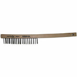 Hand Scratch Brush, 3 X 19 Rows, Stainless Steel Wire, Curved Wood Handle 102-388SS