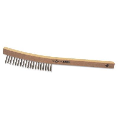 Hand Scratch Brush, 3 x 19 Rows, Stainless Steel Wire, Curved Wood Handle 102-BW-9103