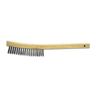 Hand Scratch Brush, 6 in, 4 x 18 Rows, Stainless Steel Bristles, Curved Handle 102-BW-9104