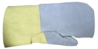 High Heat Wool-Lined Kevlar Mittens, Yellow/Gray, Large 101-K-38WL