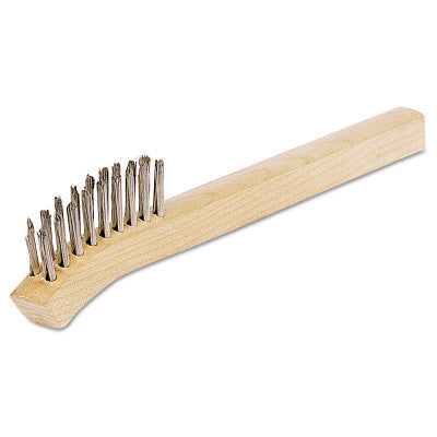 Inspection Brushes, 2 x 9 Rows, Stainless Steel Wire, Bent Wood Handle 102-BW-195