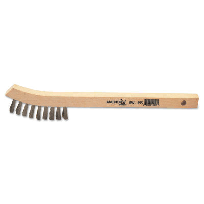 Inspection Brushes, 2 x 9 Rows, Stainless Steel, 8 3/4 in L, Bent Wood Handle 102-BW-195C