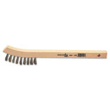 Inspection Brushes, 2 x 9 Rows, Stainless Steel, 8 3/4 in L, Bent Wood Handle 102-BW-195C