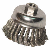 Knot Wire Cup Brush, 4 in Dia, 5/8-11 Arbor, .02 in Carbon Steel 102-4KC58