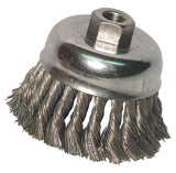 Knot Wire Cup Brush, 4 in Dia, 5/8-11 Arbor, .02 in Stainless Steel 102-4KC58S