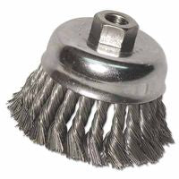 Knot Wire Cup Brush, 4 in Dia, 5/8-11 Arbor, .014 in Carbon Steel 102-4KC14