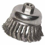 Knot Wire Cup Brush, 3 in Dia., 5/8-11 Arbor, .014 in Carbon Steel, Retail Pk 102-R3KC14