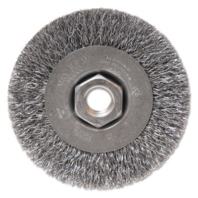 Light Duty Crimped Wheel Brush, 4 in dia x 1/2 in W, 0.014 Carbon Steel Wire, 14000 RPM 102-BW-450