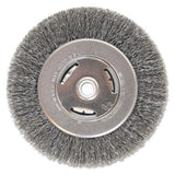 Light Duty Crimped Wheel Brushes, 6 D x 7/8 W, 0.014 Carbon Steel, 5/8 in - 1/2 in 102-BW-610
