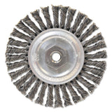 Narrow Face Stringer Bead Wheel Brush, 4 D x 3/16 W, 0.02 Carbon Steel, 3/8 - 24 102-BW-845