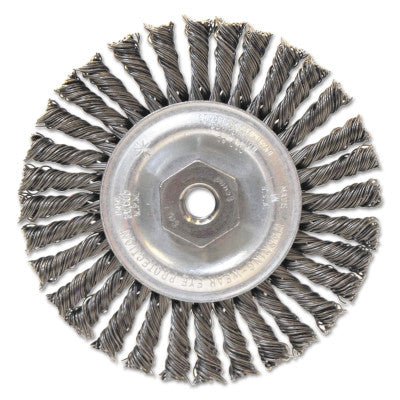 Narrow Face Stringer Bead Wheel Brush, 4 D x 3/16 W, 0.02 Carbon Steel, 3/8 - 24 102-BW-845