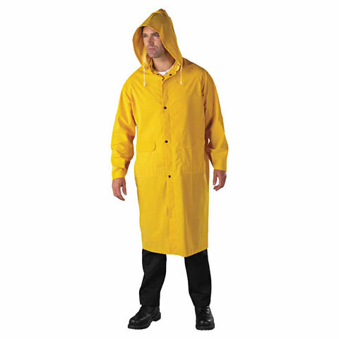 48 in Raincoat with Detachable Hood, 0.35 mm, PVC over Polyester, Yellow, 2X-Large 101-9010-2XL