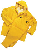 3-Pc Rainsuit, Jacket/Hood/Overalls, 0.35 mm, PVC Over Polyester, Yellow, Small 101-9000-S