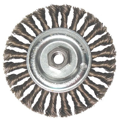 Standard Twist Knot Wheel, 6 in D x 6 in W, 0.023 in Carbon Steel Wire 102-6T58