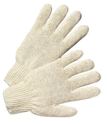 7-ga Standard Weight Seamless String-Knit Gloves, Large, Knit Wrist, Natural 101-6700