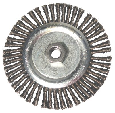 Stringer Bead Wheel Brush, 6 in D x 6 in W, 0.02 in Carbon Steel Wire 102-6S58