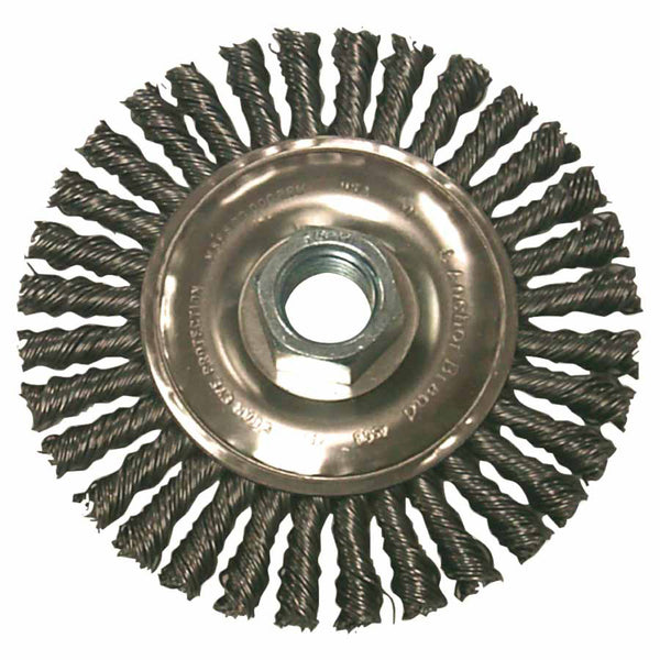 Stringer Bead Wheel Brush, 4 in D x 4 in W, 0.02in Stainless Steel, Clamshell Pk 102-R4S58S