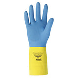 AlphaTec 87-224 Neoprene Gloves, Cotton Flock Lined, Size 10, Yellow/Blue 012-87-224-10