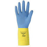 AlphaTec 87-224 Neoprene Gloves, Cotton Flock Lined, Size 8, Yellow/Blue 012-87-224-8