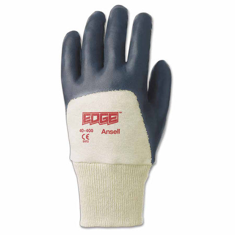 40-400 Foam Nitrile Coated Gloves, Knit-Wrist Cuff, Size 9, Gray/Off White 012-40-400-9