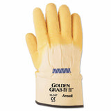 Golden Grab-It Gloves, 10, Gray/Yellow, Palm Coated 012-16-347-10