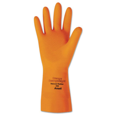 Heavyweight Latex Gloves, Diamond Grip, Size 8, Flocked Lining, Orange 012-208-8