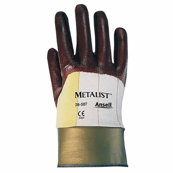 28-507 Coated Gloves, Nitrile Coated, Size 10, Brown 012-28-507-10