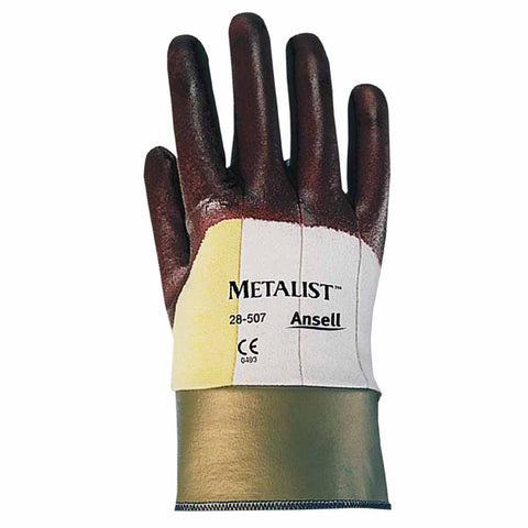28-507 Coated Gloves, Nitrile Coated, Size 10, Brown 012-28-507-10