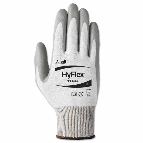 11-644 Polyurethane Palm Coated Gloves, Size 8, Gray/White and Gray 012-11-644-8