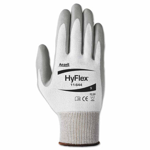 11-644 Polyurethane Palm Coated Gloves, Size 9, Gray/White and Gray 012-11-644-9