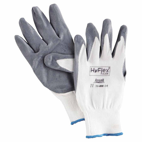 11-800 Nitrile Foam Palm Coated Gloves, Size 11, Gray/White 012-11-800-11