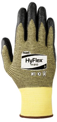 11-510 Nitrile Palm Coated Gloves, Size 8, Yellow/Black 012-11-510-8
