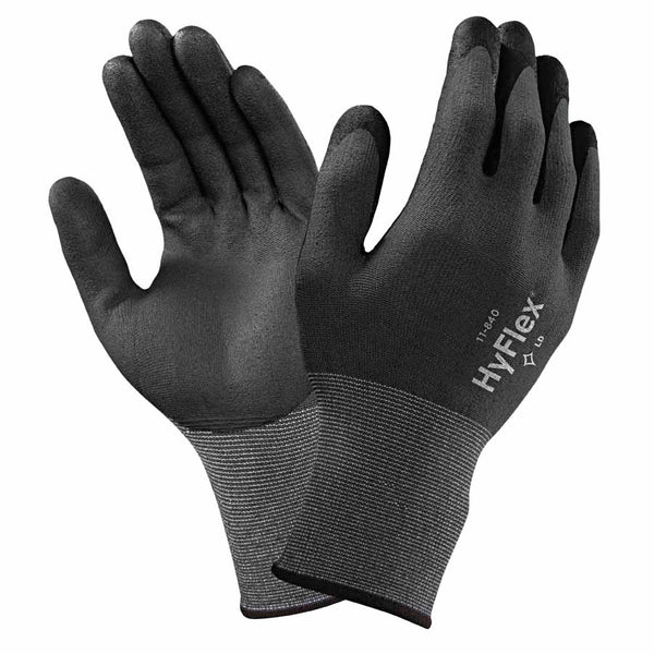 11-840 Nitrile Foam Palm Coated Gloves, Size 6, Black 012-11-840-6