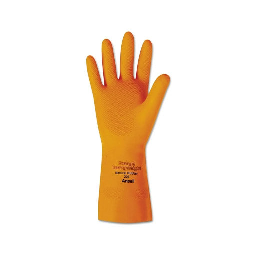 Heavyweight Natural Rubber Latex Gloves, Size 10, Citrus Orange 012-87-208-10