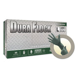 Dura Flock DFK-608 Disposable Nitrile Gloves, 8.3 in Palm, 7.9 Fingers, Flocked Liner, X-Large, Dark Green 748-DFK-608-XL