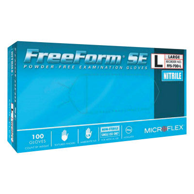 FreeForm SE Disposable Gloves, Nitrile, Finger - 13 mm; Palm-9 mm, Large, Blue 748-FFS-700-L